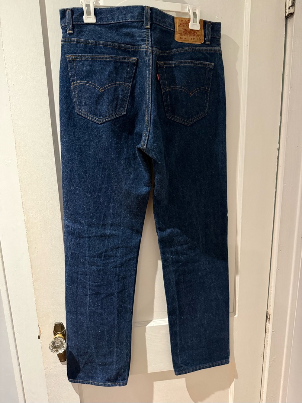 VINTAGE Levi’s 501s - Classic Men's Dark Blue Straight-Leg Jeans MADE IN USA - Picture 2 of 4